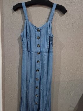 Classic Light Blue Denim Button-Front Sundress
